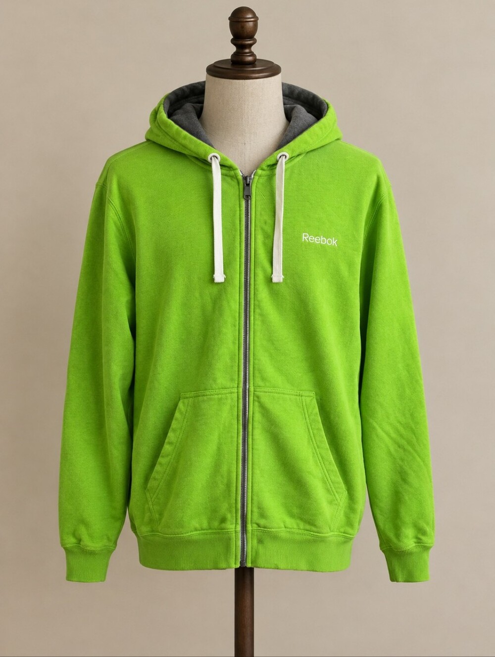 Reebok Neon Green Zip-Up Hoodie - Size L
